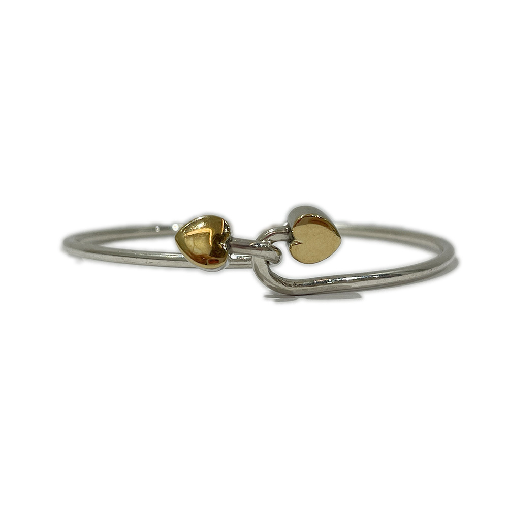 Tiffany Solid Double Heart Bangle Silver Gold - image 1